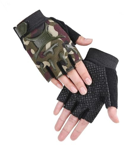 Kids Road Bike Gloves Half Finger MTB Cycling Gloves Roller Skating Mitten Breathable Anti Slip Shock Absorbing Workout Glove Short Sports Glove Fingerless Riding Fishing Golf Glovees for Boys Girls