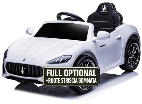 Macchina Elettrica Per Bambini Maserati Gran Cabrio con Sedile in Pelle Auto Elettrica Per Bambini Telecomandata Porte Apribili Doppio Motore Elettrico 12V Carico 25 Kg TOYSCAR (bianco)