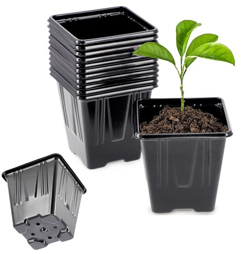 KADAX Blomkruka för plantor, fyrkantiga odlingskrukor av plast, odlingskruka, frökrukor, blomkrukor för plantor, plastkruka (7,3 cm, 12 stycken, svart)