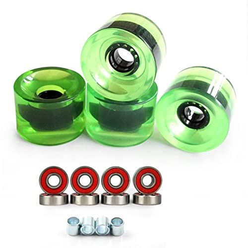 TGHY 4 Skateboard-Räder mit Kugellagern, Skateboard-Rollen, Longboard-Räder, Rollschuh, für Cruiser, 80 A, 70 mm, Grün