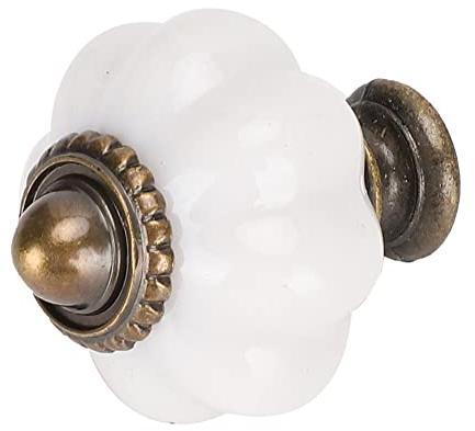 Cyrank 10 Pomelli Per Armadietti, Pomelli Per Porte Dell'armadio in Zucca Bianca, Pomelli Per Comò, Pomelli Per Cassetti Per Armadio, Cassetti, Comò, Mobili da Cucina, Maniglie Vintage