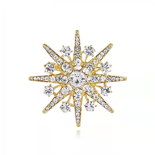 Star Brooch Sparkly Crystal Eight-pointed Star Elegant Brooch Pin Winter Snowflake Baroque Brooch Bride Wedding Party Birthday for Women Lapel Pins Dress Suit Bouquet Accessories Jewelry Art Deco