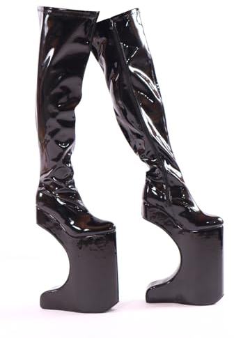 Drag Queen High Heels with Half Moon Heel Black or Red, black, 12 UK