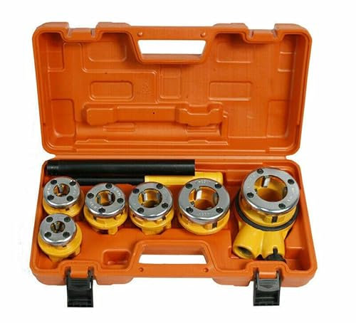 Filiera per Tubi idraulici Filiera Manuale idraulica da 7 Pezzi 1/4 3/8 1/2 3/4 1 1-1/4 Filiera Manuale a Cricco Kit Filettatura per Tubi idraulici