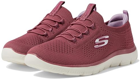 Skechers Baskets Tendance D'Lites Biggest Fan pour Femme, Bordure Lavande en Tricot Mauve foncé, 39.5 EU