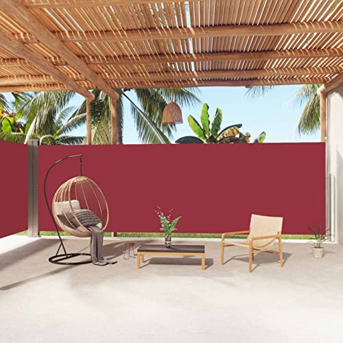 ARKEM Seitenmarkise Ausziehbar Rot 200x1000 cm für Balkon, Garten und Terrasse, Sichtschutz, Windschutz, Wasserdicht, Sonnenschut