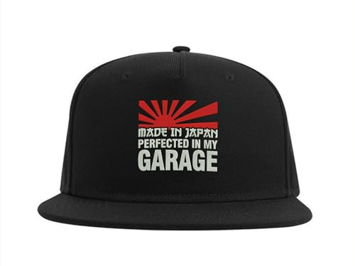 Made in Japan Perfected in My Garage JDM Cars snapback keps broderad flexfit full keps herr hatt svart, Svart, one size