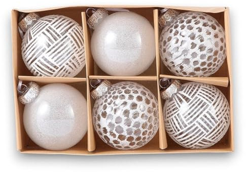 Lot de 6 boules de Noël élégantes XXL Ø 8 cm - Couleur blanche - Boules de Noël - Décoration de Noël (variante 1)