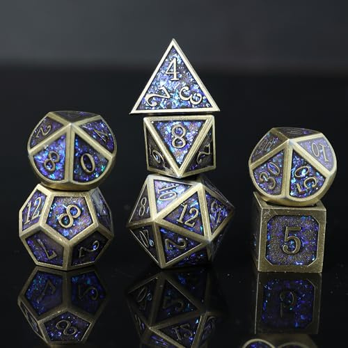 Metall DND Würfel Set 7 Blatt DND Würfel Polyeder D20 D12 D10 D% D8 D6 D4 für Dungeons & Dragons RPG Brettspiele Tischspiele RPG MTG Spiele