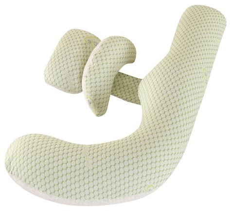 GKXLH Cuscino per gravidanza, cuscino per gravidanza, supporto per dormire, schiena, fianchi, gambe, morbido cuscino premaman per donne incinte, rimovibile e regolabile, doppio cuneo con fodera (verde