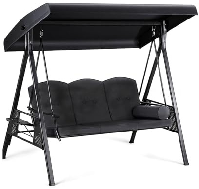 Techo de repuesto para columpio de jardín, color negro, toldo para columpio de jardín, 210D/420D, tela Oxford, funda de repuesto para columpio de jardín, funda de asiento para columpio de jardín, lona