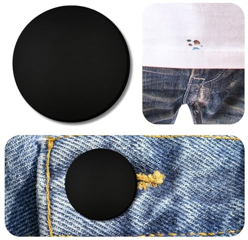 PEARLY JUN Button Covers 6 Sets Black Buttons for Crafting, Silicone Buttons Covers for Jeans to Prevent Holes, Apply to Women Men Suitable DIY and Holiday Decoration Embellishments