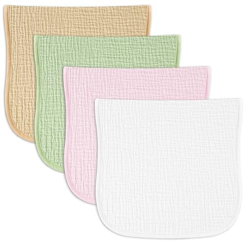 Baby dregellin muslin, 4-pack – ultramjuka och absorberande, återanvändbara moltonhanddukar för pojkar och flickor – oumbärliga för nyfödda att dregla och bonde (makaron)