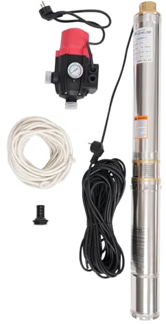 DunleyMin Tiefbrunnenpumpe Wasserpumpe aus Edelstahl mit 750 W Kupfermotor, 70m Förderhöhe, Brunnenpumpe für industrielle Bewässerung und Heimgebrauch, IP68