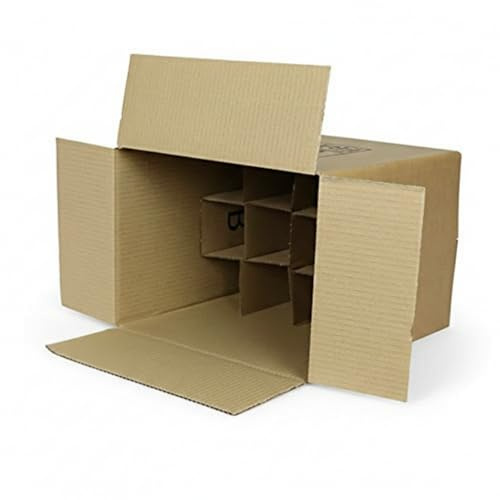 We Can Source It Ltd - 12 Bottle Wine Boxes with Built-In Dividers – Heavy-Duty Double Wall Cardboard – Flat Packed for Quick Assembly – Ideal for Wine, Beer, Spirits – Fragile Printed (1)