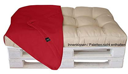 LILENO HOME Pallet Cushion Cover Red - Replacement Cover for Seat Part 120 x 80 x 16-20 cm - Cushion Cover for Euro Pallets - Pallet Cushion Outdoor Cover for Pallet Furniture