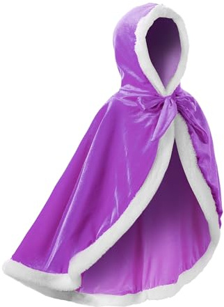 JerrisApparel Fille Princesse Costume Cap Noël Fête Déguisement avec Capuche (140, Violet)