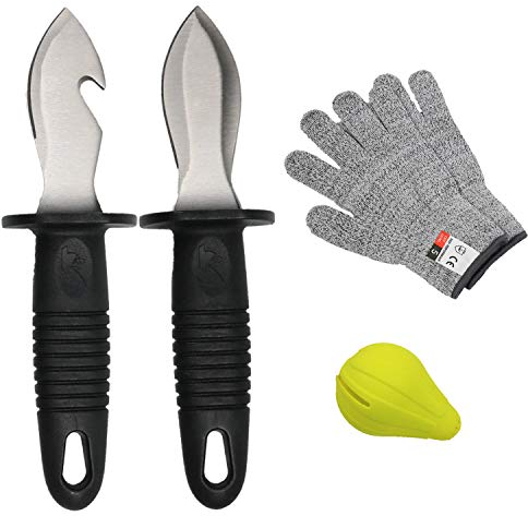 Nvzi Oyster Shucking Knife, Oyster Knife, Oyster Shucker, Oyster Opener, Oyster Shucking Kit, 2 knifes and 1 Gloves Cut Resistant Gloves