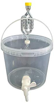 sil2018 Kompletter Gärbehälter 5L - Set: Gäreimer mit Gärröhrchen und Dichtgummi und Ablaufhahn aus Kunstoff, Eimer für Bier oder Wein mit Griff, transparent