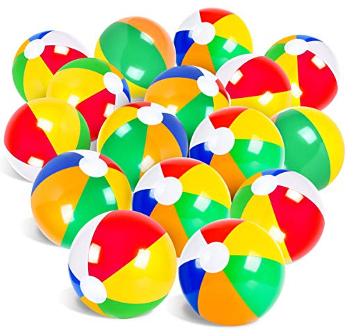 Coopay 24 Pack Inflatable Beach Balls Classic Rainbow Swimming Pool Ball Birthday Beach Party Decoration Summer Water Games Gifts 9 to 12 Inches from Inflated to Deflated