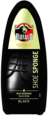 Bufalo Express - Esponja Autobrillante, Limpieza, Brillo y Color Inmediato, Especialmente Indicado para Pieles Lisas, Color Negro - 70 Aplicaciones Aprox