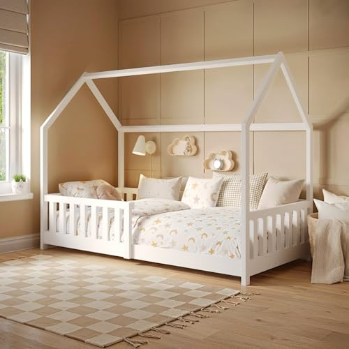 Flair Wooden Explorer Playhouse Bed With Rails - White