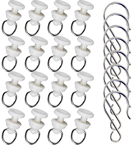 Trsnzul 35 Pezzi Ganci per Tende Set Guide per Binari per Tende Alianti per Tende Puleggia per Tende Rulli per Tende in Plastica Gancio per Tende Scorrevoli Ganci Scorrevoli per Tende