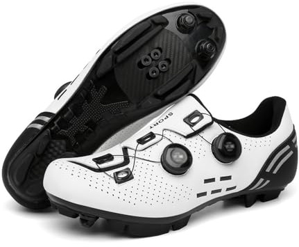 ENEN Chaussure VTT Homme Respirantes, Chaussure Velo VTT Unisexes, Semelle Dure Chaussures de Cyclisme en Extérieur & Intérieur, Verrouillage 2 Trous, Différentes Couleurs Disponibles