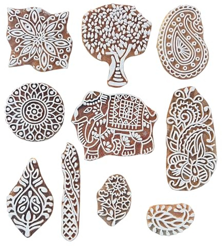 Royal Kraft Sellos de impresión de bloques de madera surtidos (juego de 10) Bulk01_10C