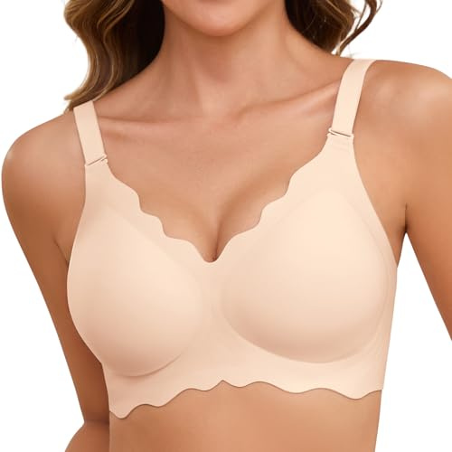 Lonya Bygellös BH Dam Vadderad Push Up V-ringning Sport Sömlös Bekväm Stöd Bralette