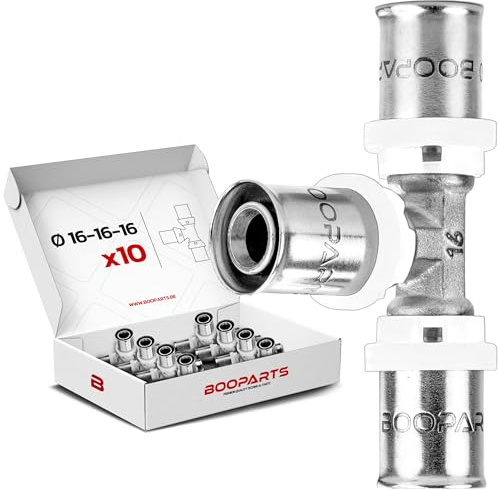 BOOPARTS – 10 Pièces – Té Égal à Sertir Ø16 (16–16–16 mm) | Raccord Multicouche Contour TH | Raccord Plomberie Chauffage Étanche pour Eau Chaude et Sanitaire