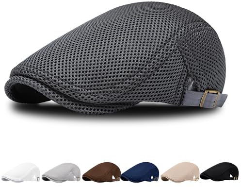 AUNGKWANG Herren Schirmmütze, Unisex Baskenmütze, Atmungsaktives Mesh, Sonnenhut, Kopfbedeckung Herren Sommer, Schiebermütze HerrenSommer, Verstellbar, Dunkelgrau