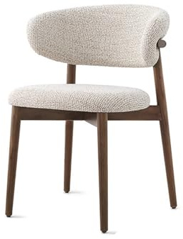 Chaise de salle à manger en noyer, chaise de salle à manger moderne en bois massif, fauteuil, revêtement en tissu, design ergonomique, dossier incurvé, convient pour la cuisine, le salon Walnut