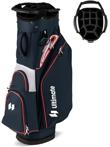 COSTWAY Bolsa Golf con 14 Divisores, Correa para el Hombro, 6 Bolsillas de Cremallera, Nevera de Bolsillo, Bolsa de Carro para Palos de Golf Hombres y Mujeres (Azul)