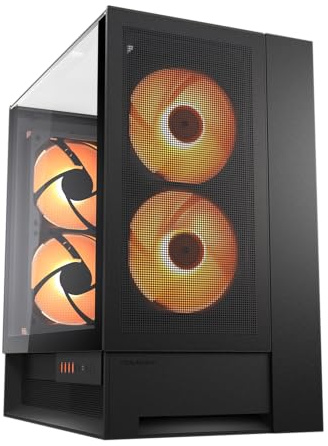 COUGAR OmnyX Mid-Tower ATX symmetriskt panorama PC-fodral – maximalt luftflöde – 4 x förinstallerade 160 mm fläktar – 3 sidor härdat glas – helt omvänd anslutning moderkortskompatibilitet