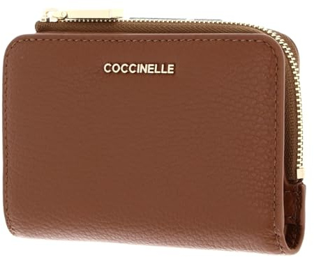 Coccinelle Cuir Porte-Monnaie Metallic Soft Wallet Cognac Brun