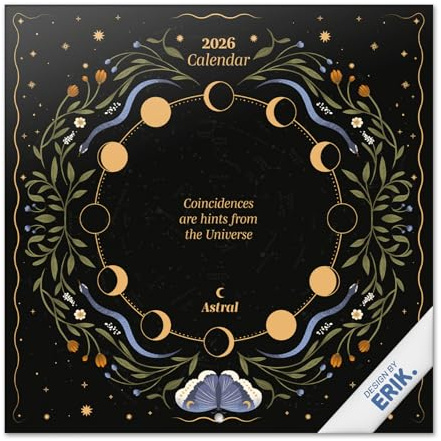 Grupo Erik - Calendrier 2026 Mural Astral - Calendrier Mural 2026 Mensuel │ Idee Cadeau : Calendriers Muraux │ De Janvier à Décembre : Espace pour notes et Illustrations décoratives (30x60 cm)
