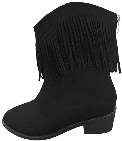 Generisch Stiefeletten Damen mit Absatz Wildleder Westernstiefel Stiefel Cowboystiefel Elegant Bequemer Cowboy Ankle Boots Halbhoch Damenstiefel Winterstiefel Outdoor Fransenstiefel