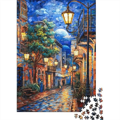 City Street Night Scene 1000 Piece Jigsaw Puzzle Paper For Adults Night Lights Jigsaw Puzzle for Adults Relaxing Gift Home Decor Focus Family 38x26cm/1000pcs