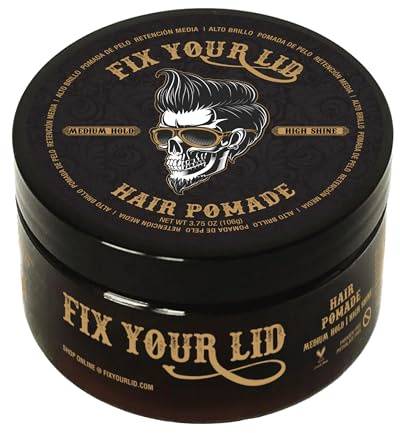 Fix Your Lid Hair Pomade for Men - Water Based Pomade Medium Hold High Shine - Easy to Wash Out - All Hair Types - 3.75oz