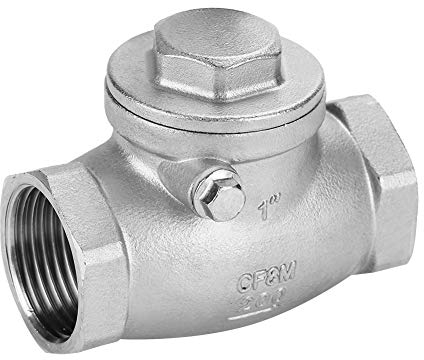 Akozon Swing Rückschlagventil 1 DN25 Rückschlagventil Edelstahl One Way Innengewinde WOG 200PSI für Wasser, Öl, Dampf und andere Medien und einige ätzende Flüssigkeiten