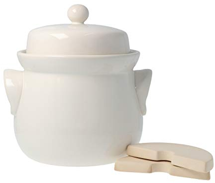 PureNature Rumtopf/Gärtopf mit Stein, cremefarben 3 Liter