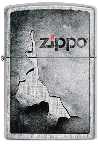 ZIPPO – Linen Weave - Peeled Metal Design, Color Image – gasoline Windproof lighter, refillable, in gift box