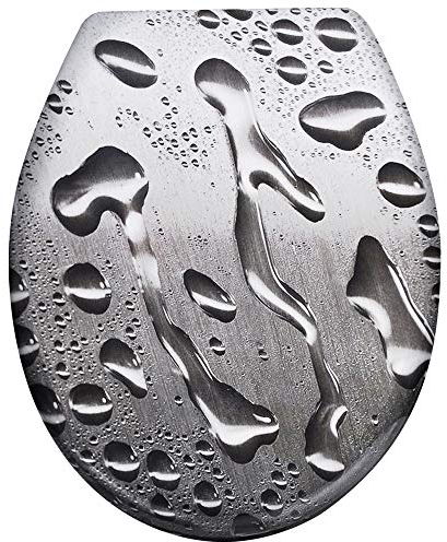 Aufun Toilettendeckel Absenkautomatik WC Sitz Klobrille mit Softclose Toilettensitz aus Hartplastik Klodeckel aus Duroplast Universal Größe, 25 Bilder zur Auswahl - Wasserflussspur