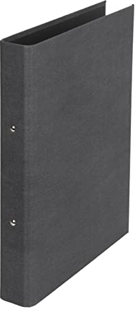 BIGSO RINGO Ringbuch mit 2 Ringen – schmaler Ordner aus Faserplatte und Papier mit Leinenoptik – Ringhefter für Dokumente, Klarsichthüllen oder Trennblätter-schwarz