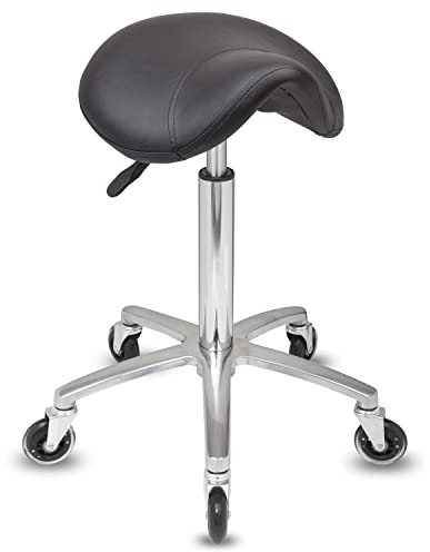 Staboos Rollhocker bis 160 kg - Sattelsitz mit Gel Polster - Praxishocker (Premium Rollen) Drehhocker höhenverstellbar (55 cm bis 75 cm) Sattelhocker