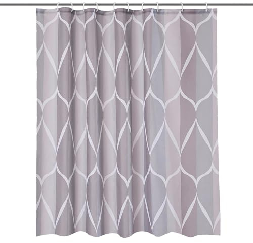 Trimming Shop Shower Curtain for Bathroom - Lattice Grey, 180x180cm | Mould Proof and Mildew Resistant Washable Polyester Fabric Modern Bath Curtains with 12 Hooks