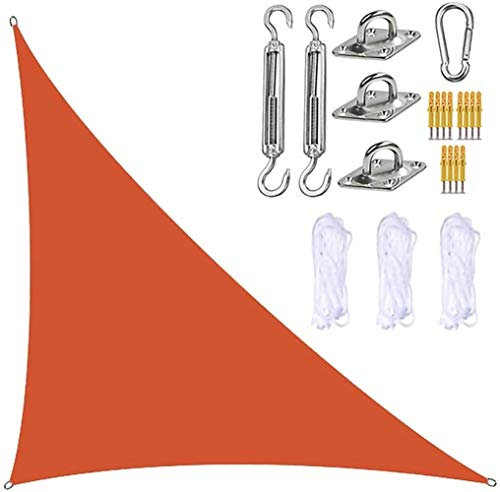 BXFUL Garden Sail Canopy, Triangle Sun Sail Shade with Fixing Kit, 3 Ropes, Waterproof, UV Block, Right Angle Garden Shade Sails Sunshade Awnings for Outdoor Patios (Orange,3m x 3m x 4.3m)