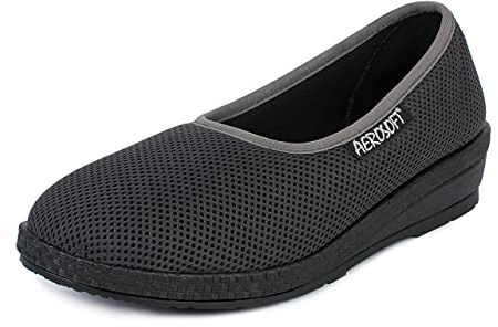 Aerosoft Bailarina elástica para Mujer, 4P, Ancho G-H, sin presión, Suave, Fabricada en Alemania, Gris, 42 EU