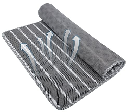REEZEIVI Breathable Dog Crate mat with Anti-Slip Bottom,3D air mesh Pet Crate pad,Non-stuffy Dog Sleeping Bed,pet mat, Machine Washable Pet Mat for Sleeping (40X28, Sliver Grey Mat)
